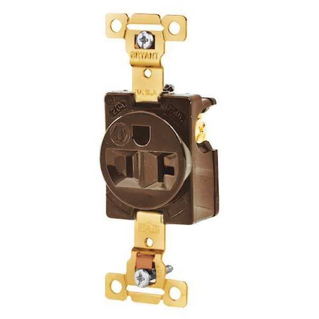 Straight Blade Receptacle, 5-20R, 20 A, 125V AC, 2 Pole, 3 Wire, Flush Mount, Grounded