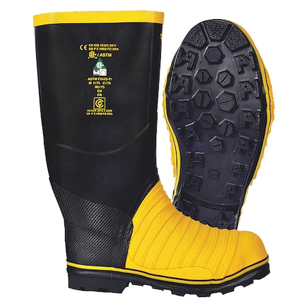 Unisex Viking(R) Miner 49er Tall Rubber Boot, Steel Toe, 16" Height, Black, 11