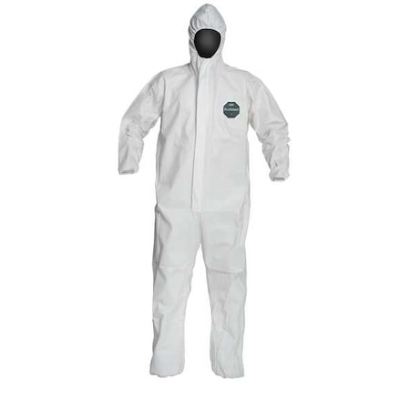 Hooded Disposable Coveralls, Xl, White, Microporous Film Laminate