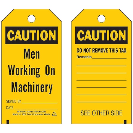 Caution Tag, Cleaning and Maintenance, Polyester, 5 3/4 in H x 3 in W, Black, Yellow, Rectangle