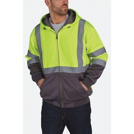 Hi-Viz Sweatshirt, Ylw/Blk, Polymide, 4XL