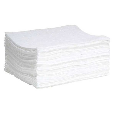 Sorbent Pad, 15 gal, 15 in x 19 in, Oil, White, 100 PK