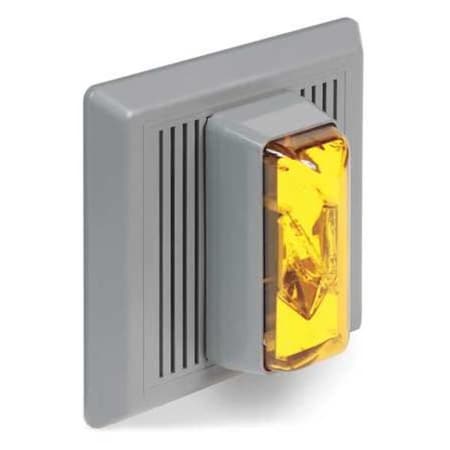 Horn Strobe, Horn, Continuous, 24 V AC, 24V DC, 90 dB, Thermoplastic, Amber Lens, Gray Housing