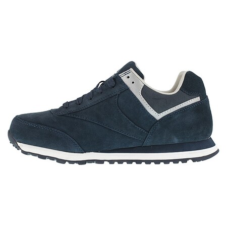 Men's Athletic Shoe, Steel Toe, Suede Upper, Rubber Outsole, Lace Up, Navy Blue, 8 1/2 M