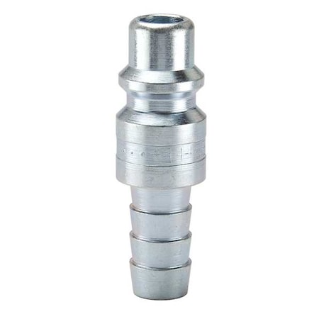 Coupler Plug, Steel, Hose Barb, 25 cfm, Application: Pneumatic