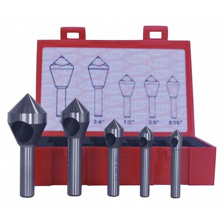 Countersink/Deburring Tool Set,5 Pieces
