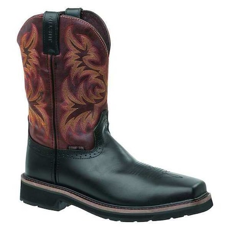 Men's Western Boot, 9, Composite Toe, 11 in H, Black, WK4818