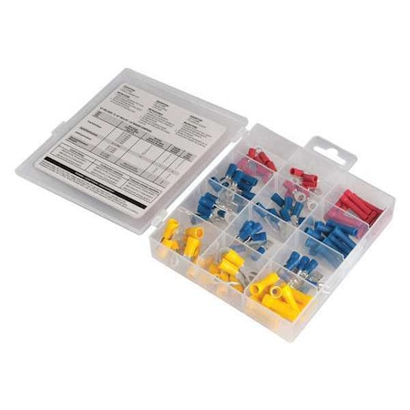 Wire Terminal Kit, 10 AWG, 600 V, Vinyl Insulated, Assorted, 100 PK