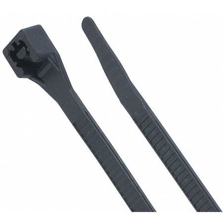 Cable Tie, 8 in L, 2 in Max Bundle Dia., Black, Nylon 6/6, 75 lb Strength, 100 PK
