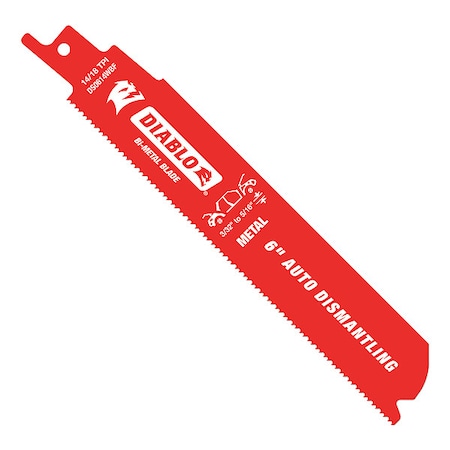 6 in L x 14/18 TPI Reciprocating Saw Blade, 25 PK