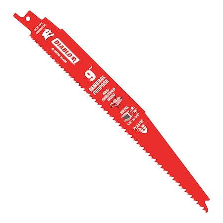 9"L x 8/14 TPI General Purpose Coated Reciprocating Saw Blade, 25PK