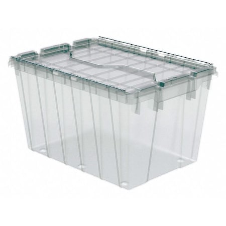 Attached Lid Container, 12 gal Volume Cap., 21 1/2 in L, 15 1/4 in W, 12 1/2 in H, Clear