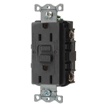 GFCI Rceptcle, Commer., Blk, 15A, 0.5 HP