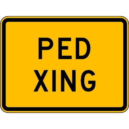 Ped Xing Traffic Sign, 18 in H, 24 in W, Aluminum, Horizontal Rectangle, English, W11A-2P-24HA