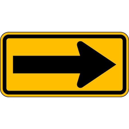 Arrow Traffic Sign, 12 in H, 24 in W, Aluminum, Horizontal Rectangle, No Text, W1-6-24HA