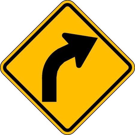 Right Curve Traffic Sign, 12 in Height, 12 in Width, Aluminum, Diamond, No Text