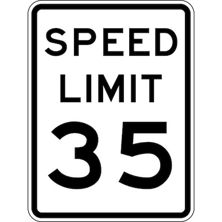 Speed Limit 35 Traffic Sign, 24 in H, 18 in W, Aluminum, Vertical Rectangle,R2-1-35-18HA