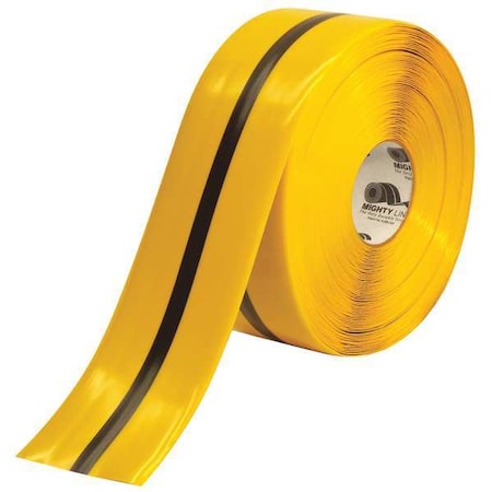 Floor Marking Tape, No Legend, Black, Yellow, 4 in W.
