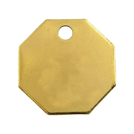 Blank Tag, Brass, 1 1/2 in H x 1 1/2 in W, Brass, Octagon, 25 PK