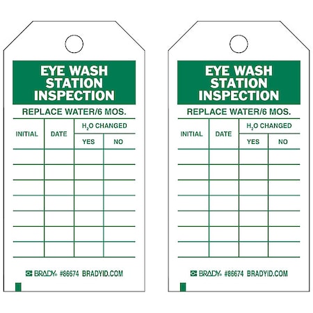 Tag, Inspection, Paper, 5 3/4 in H x 3 in W, Green on White, Rectangle, 100 PK