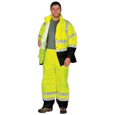 2-Piece Rainsuit with Hood, Jacket/Pant, Storm Stopper Pro, Class 3, Hi-Vis Lime, Size L/XL
