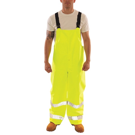 Rain Bib Overall, Polyester/Polyurethane, 32 in Inseam, 52 in to 54 in Waist, 12 mil Thickness, 3XL