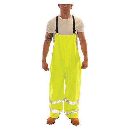 High Visibility Rain Bib Overall, Polyester/Polyurethane, 33 in Inseam, 60 in to 62 in Waist, 5XL