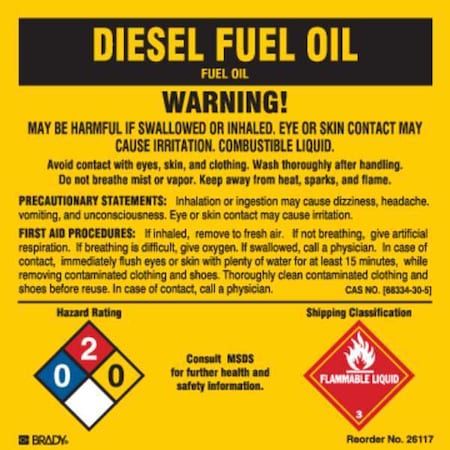 Chemical Label,5 In. W,5 In. H,PK25