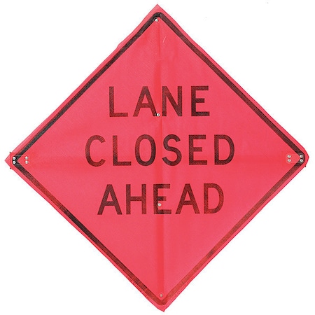 Lane Closed Traffic Sign, 36 in H, 36 in W, Polyester, Diamond, C/36-EMO-3FH-HD LANE CLOSED AHEAD