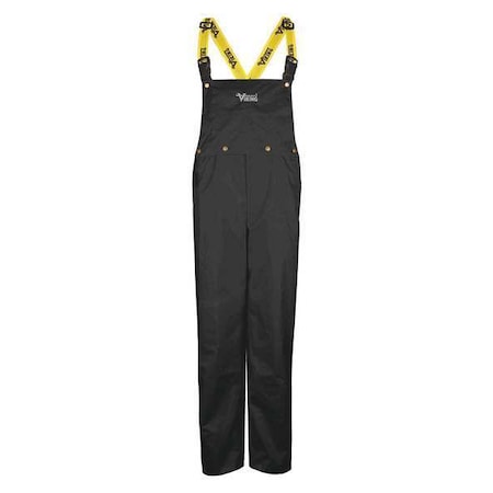 Rain Bib Pants, 100% Nylon, 31 1/2 in Inseam, 33 in Waist, Black, M