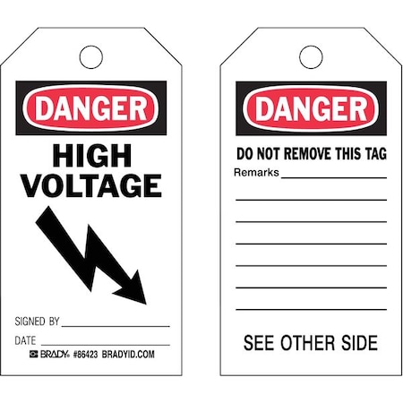Danger Tag,5-3/4 x 3 In,Polyest,Hv,PK10