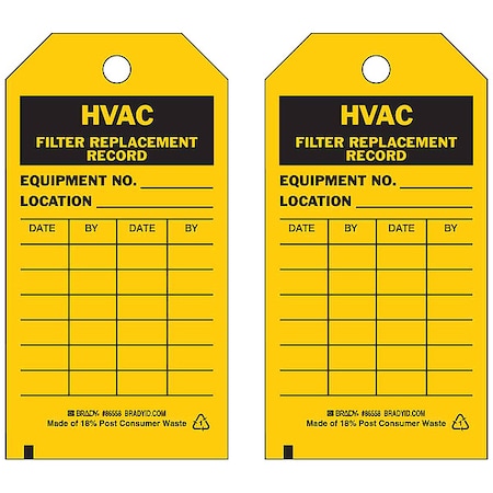 Tag, Inspection, Polyester, 5 3/4 in H x 3 in W, Black on Yellow, Rectangle, 10 PK