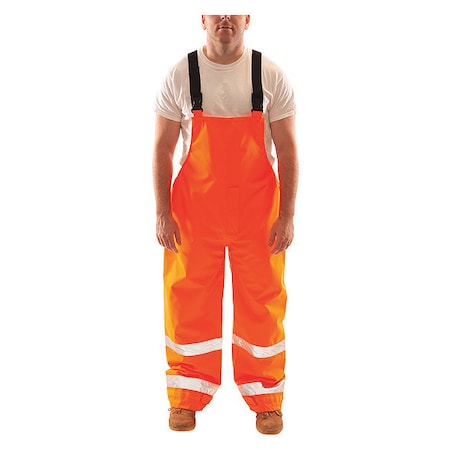 Hi-Visibility Rain Bib Overall, Polyester/Polyurethane, 29 in Inseam, 36 in to 38 in Waist, M
