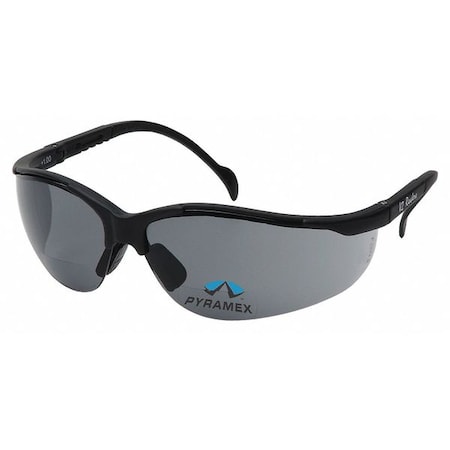 Venture II(R), Reader Safety Glasses, Anti-Scratch, Gray Lens, Half-Frame, Wraparound