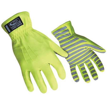 Hi-Vis Mechanics Gloves, Nylon Palm, M, Green