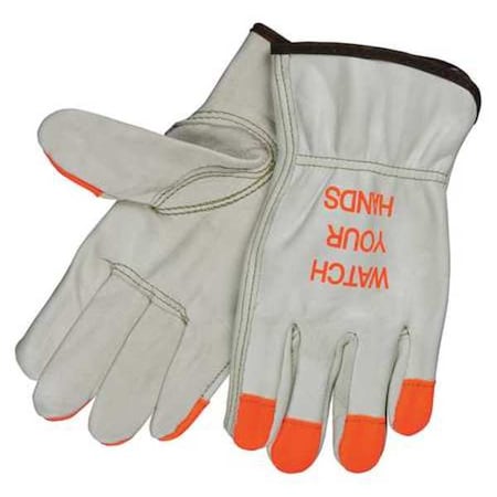 Leather Drivers Gloves, Cowhide, Shirred Slip-On, Keystone Thumb, Gunn Cut, Beige, 2XL 1 PR