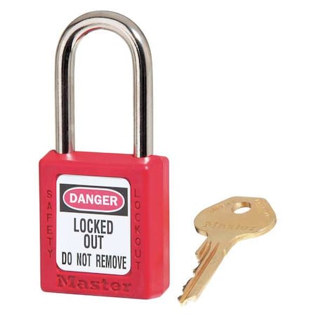 Lockout Padlock, Keyed Alike, Thermoplastic, Standard Body, Steel, Red, PK3