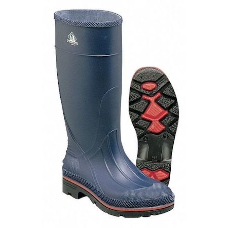 MAX Plain-Toe Women's Work Boots, PVC, Chemical-Resistant, 15 in H, Navy/Red/Black, Size 9, 1 Pair
