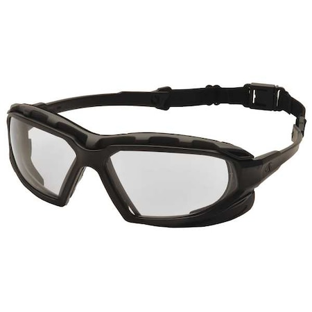 Highlander Plus(TM), Safety Glasses, Anti-Fog, Anti-Static & Anti-Scratch, Clear Lens, Black Frame