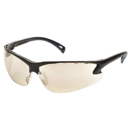 Venture 3(R), Safety Glasses, Anti-Scratch, Gray Mirror Lens, Black Frame, Half-Frame