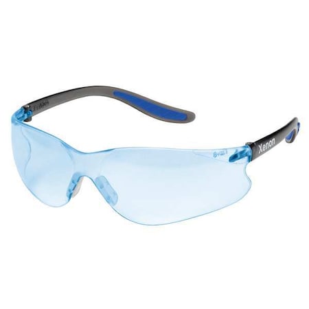 Xenon, Safety Glasses, Uncoated, Blue Lens, Black Frame, Frameless