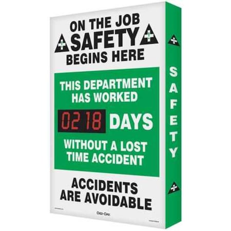 Electronic Safety Scoreboard, 28 in H x, 20 in W, Aluminum