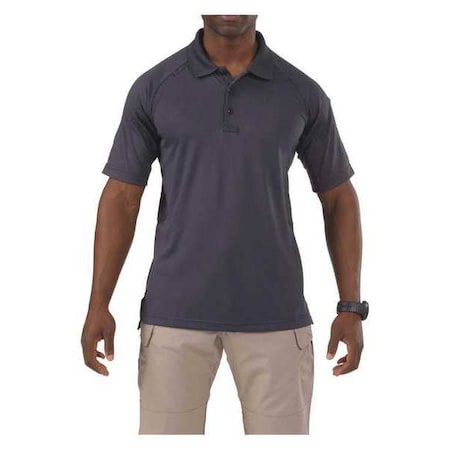 Tactical Polo Shirt, 100% Polyester, Button, 2 Pocket(s), Charcoal, XL