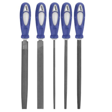 Hand File Set,Bastard/Smooth,6 In L,5 Pc