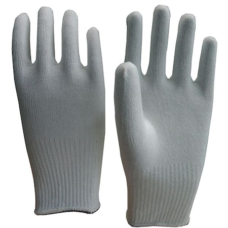 Winter Glove Liners, Acrylic, 9 1/2 in Length, White, Size L ,1 PR