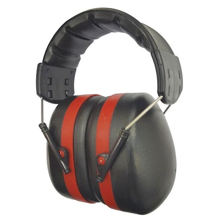 Condor Over-the-Head Ear Muffs, 24 dB NRR, Passive, General Purpose, Black/Red