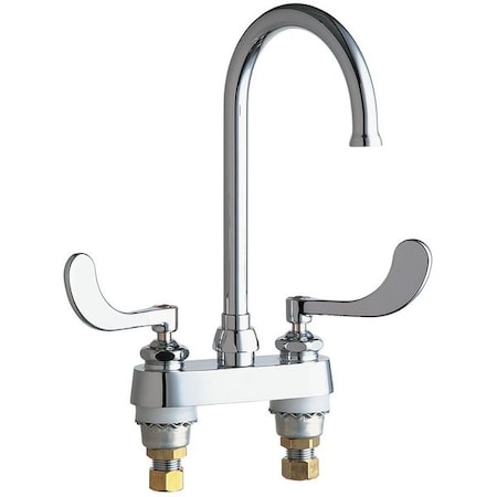 Manual Gooseneck Kitchen/Bathroom Faucet, 4" Mount, Polished Chrome 2 Hole