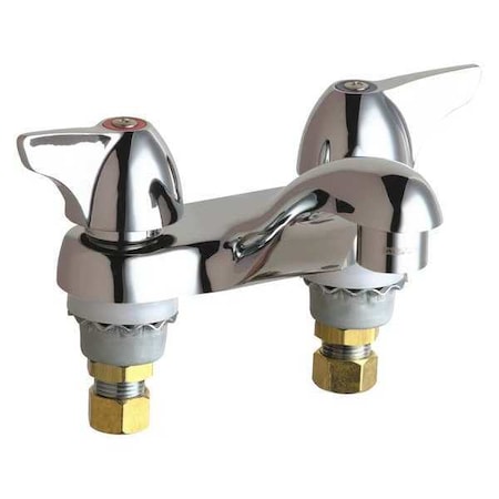 Manual Low Arc Bathroom Faucet, 4" Mount, Polished Chrome 2 Hole