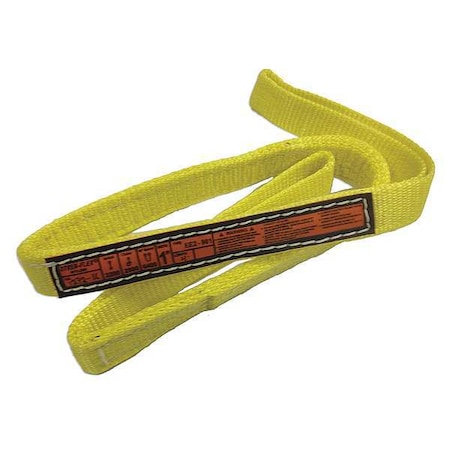 Synthetic Web Sling, Type 3, 5 ft L, 1 in W, Nylon, Yellow