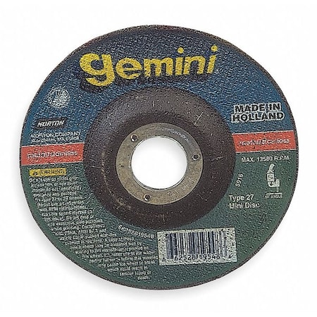 Depressed Center Cut-Off Wheel, Type 27, 7 in Dia, 0.0938 in Thick, 7/8 in Arbor Hole Size, 24 Grit